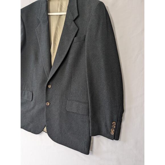 Oscar De La Renta Mens Blazer Sport Jacket Sz 42R Wool Cashmere Blend Dark Gray - Picture 2 of 10